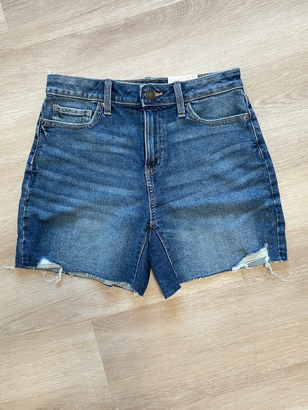 SO Dark Blue Distressed High-Rise Denim Shorts